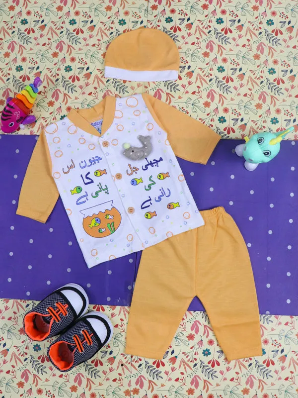 0Mth - 3Mth Fish Orange Baba Suit For Newborns NBS89