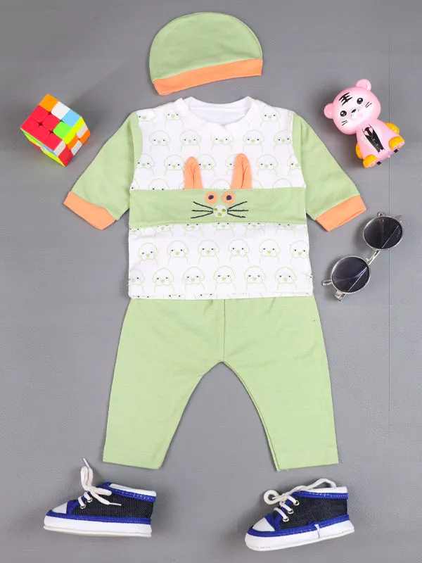 0Mth - 3Mth Pup Light Green Baba Suit For Newborns AJ NBS63