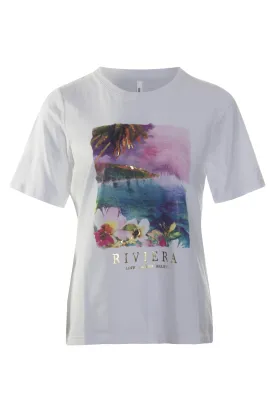 1100% Cotton Gold foil print Top | White Foil Riviera | 3408AR