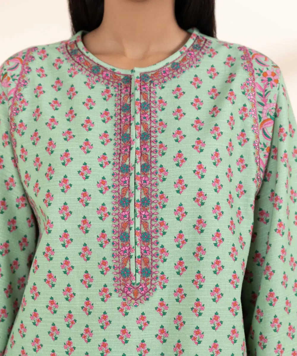 2 Piece - Embroidered Light Khaddar Suit