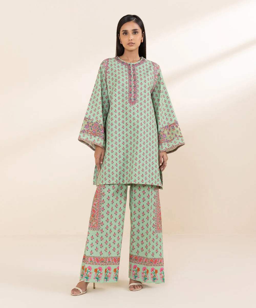 2 Piece - Embroidered Light Khaddar Suit