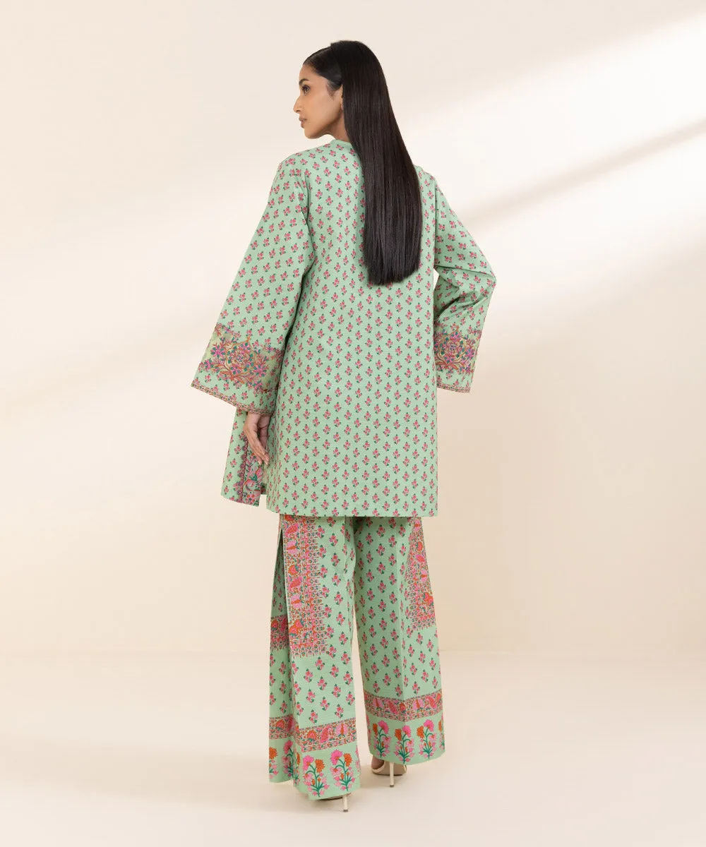 2 Piece - Embroidered Light Khaddar Suit