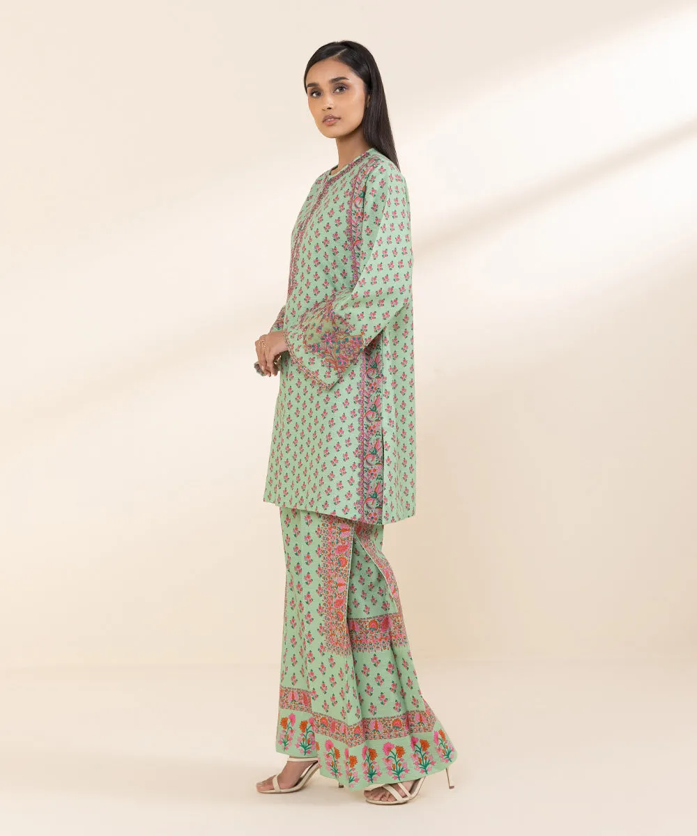 2 Piece - Embroidered Light Khaddar Suit