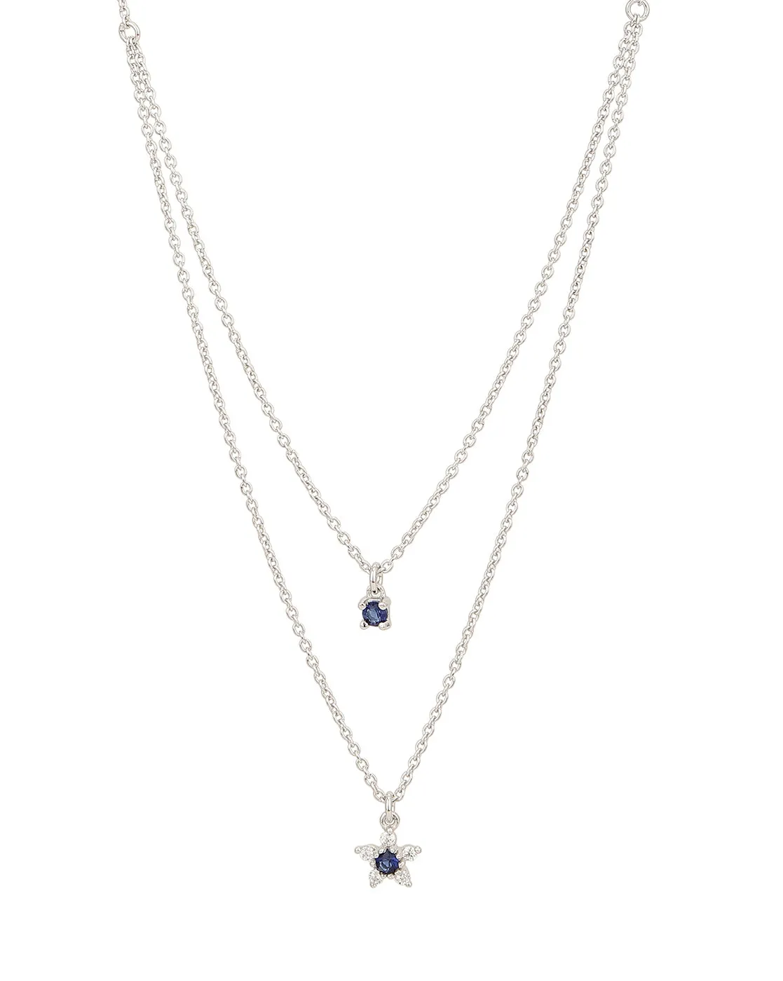 925 Sterling Silver Rhodium Plated Double Chain Necklace