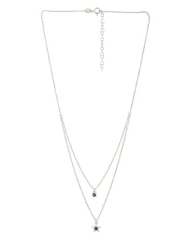 925 Sterling Silver Rhodium Plated Double Chain Necklace
