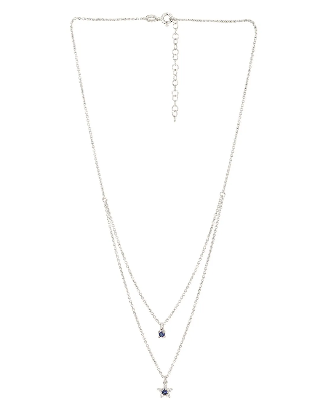 925 Sterling Silver Rhodium Plated Double Chain Necklace