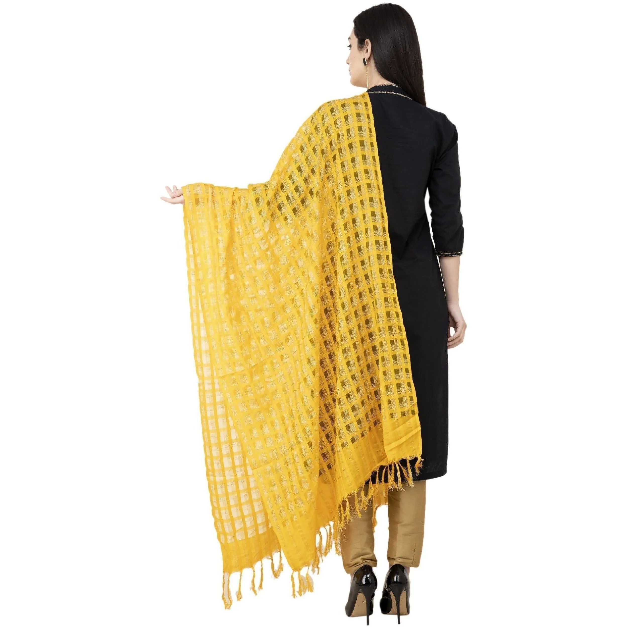 A R Silk Golden Box Regular Dupatta Yellow Color Dupatta or Chunni