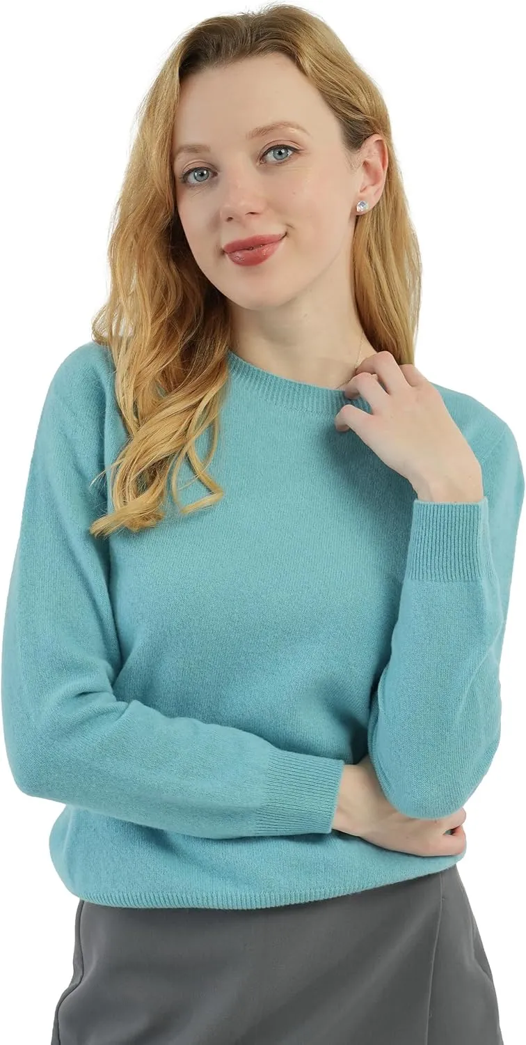 AIGE Women's Crew-Neck Oversized Fall Winter Warm 100% Pure Wool Long Warm Soft Pullover Sweater Tops Best for Winters