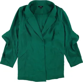 Alfani Womens Plus Ruffled Long Boyfriend Blazer