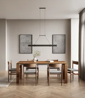 Aluminium and Walnut Wood Cylindrical Linear Pendant