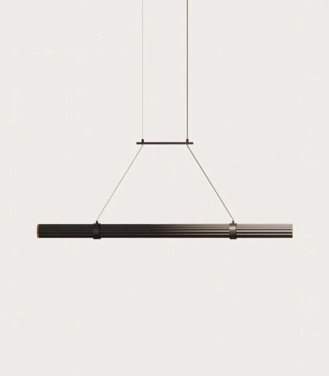 Aluminium and Walnut Wood Cylindrical Linear Pendant