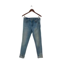 American Eagle Light Blue Denim White Embroidered Jeggings | Gently Used |