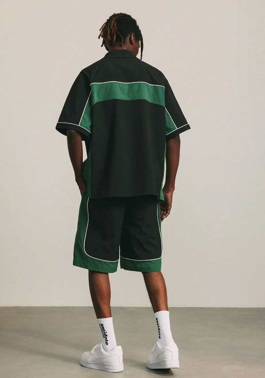 ANTIDOTE Nylon Patchwork Lapel Shirt