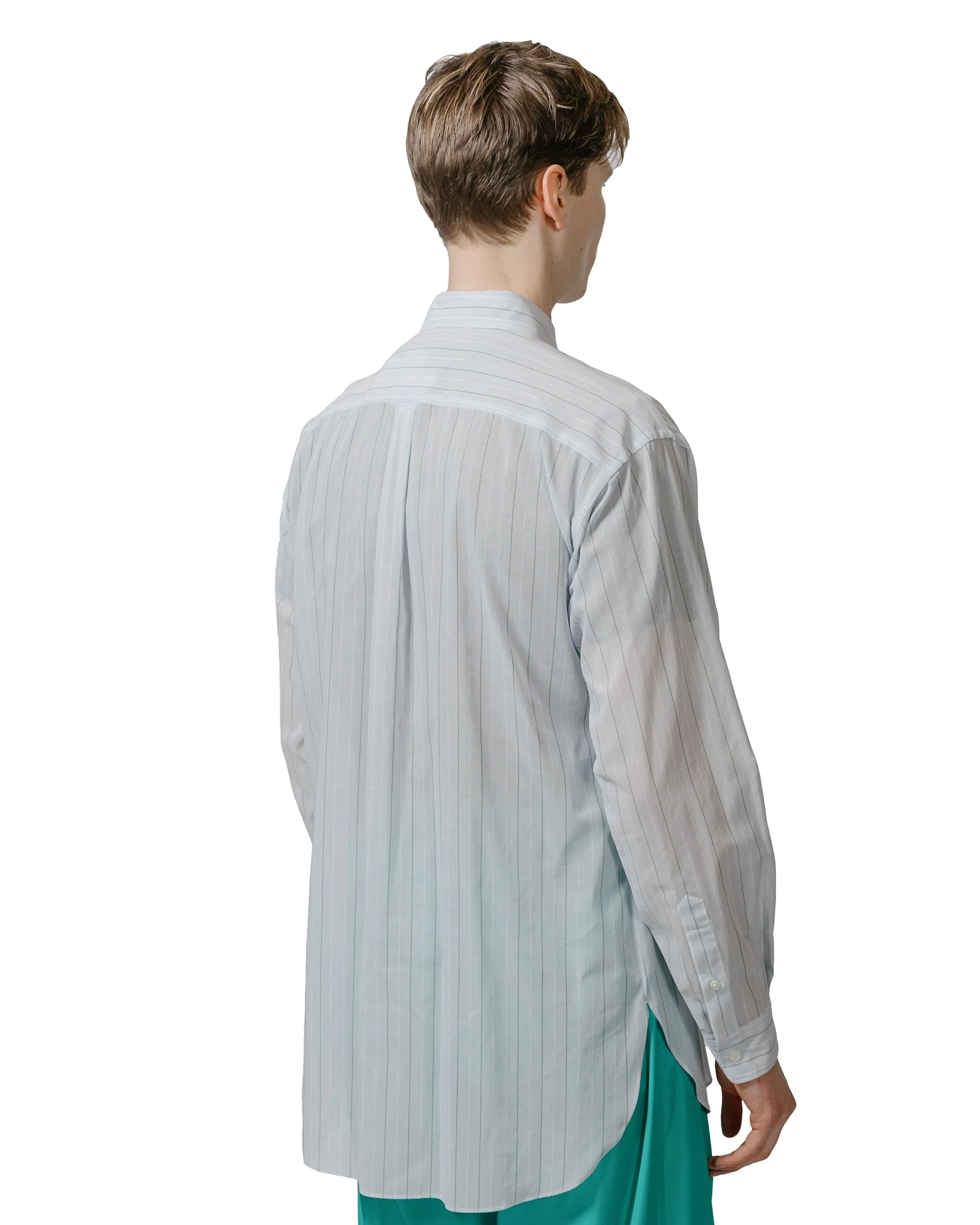 Auralee Hard Twist Finx Organdy Stripe Shirt Light Blue Stripe