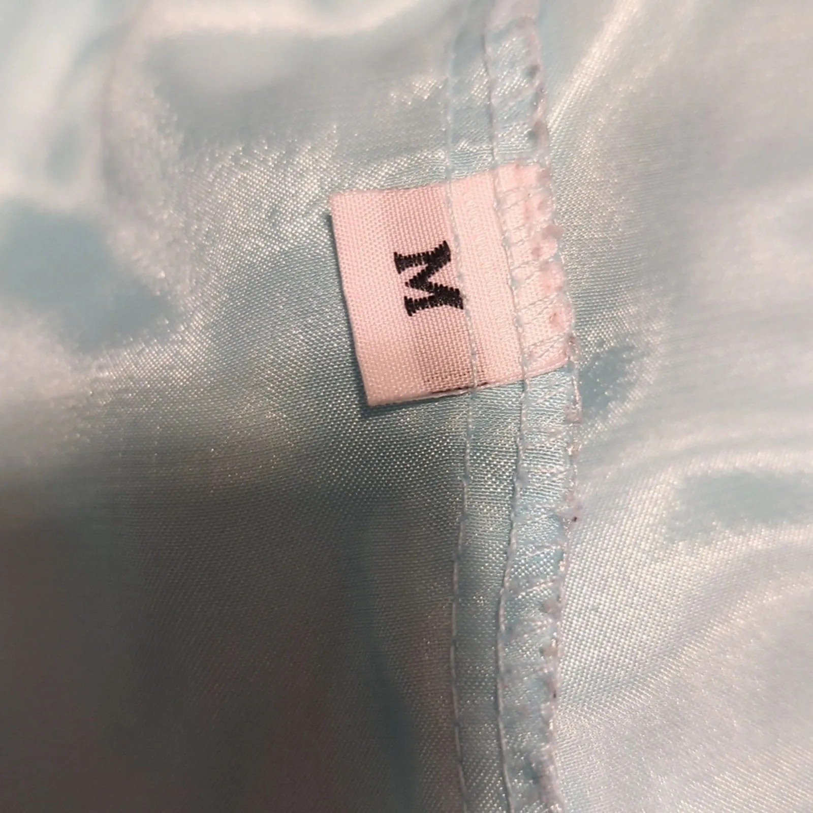 Baby Blue Silky Embroidered Pajama Shorts M