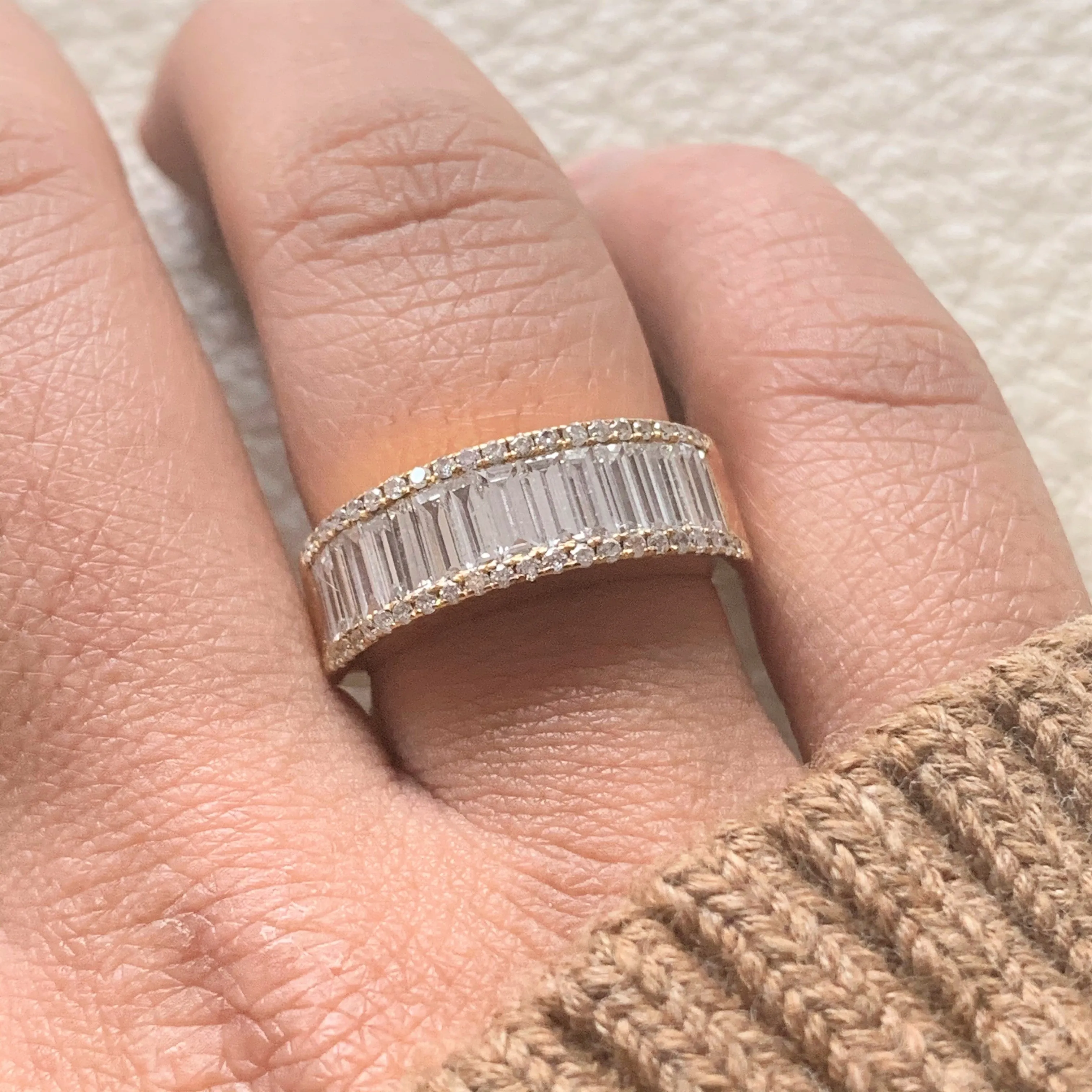 Baguettes & Rounds Diamond Band (1.75 ct Diamonds) in Yellow Gold