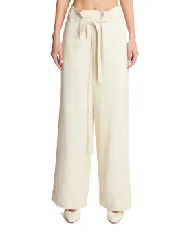 Beige Fluid Tie-waist Pants