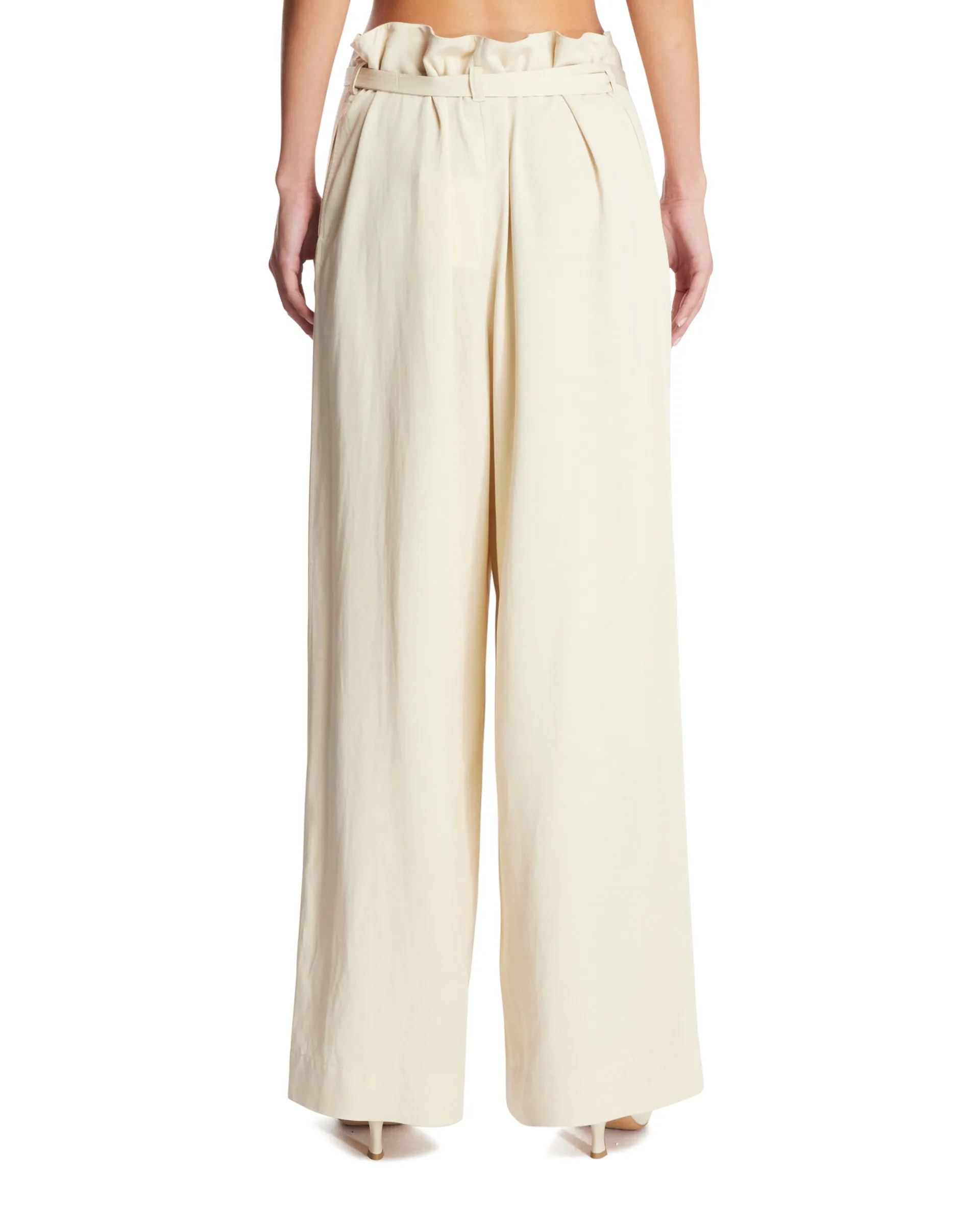 Beige Fluid Tie-waist Pants