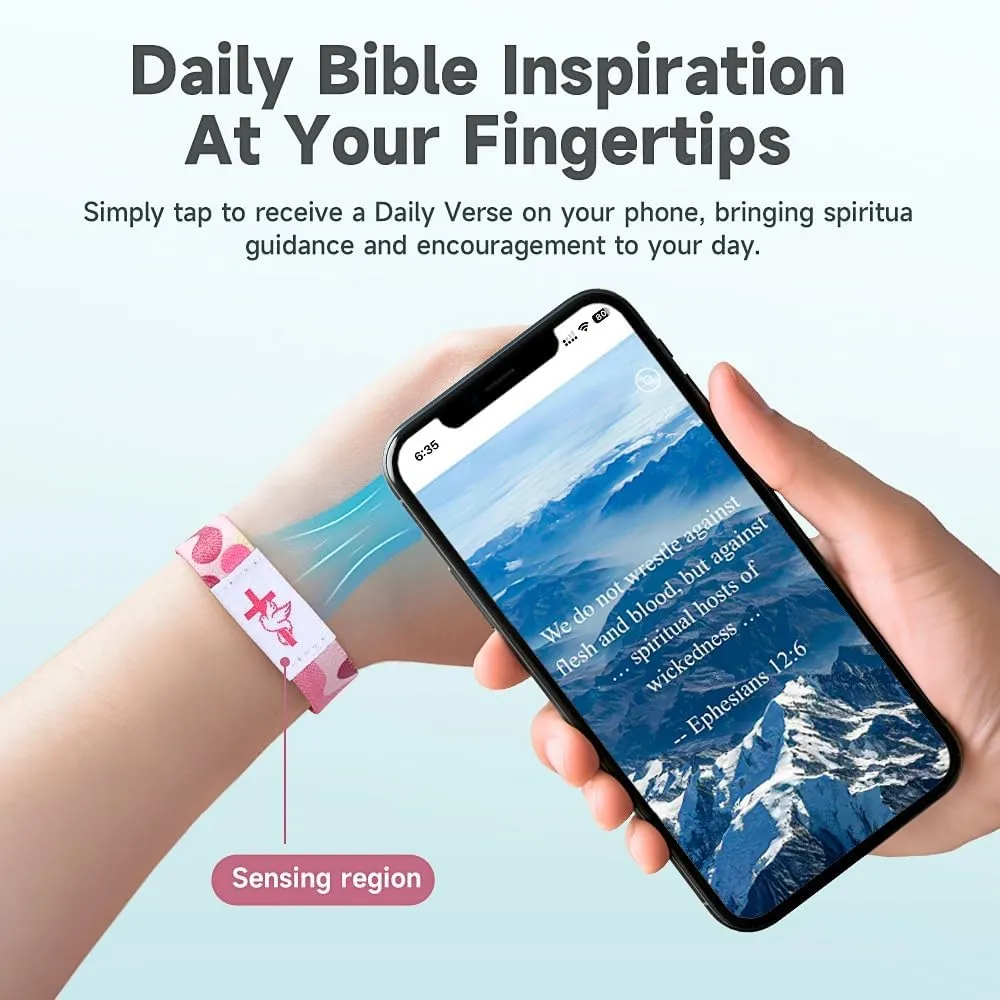 Bible Verse Bracelets Wearable Bible Bracelet Wearable Bracelets With NFC Daily Verse Bracelet Christian For Women(blue)