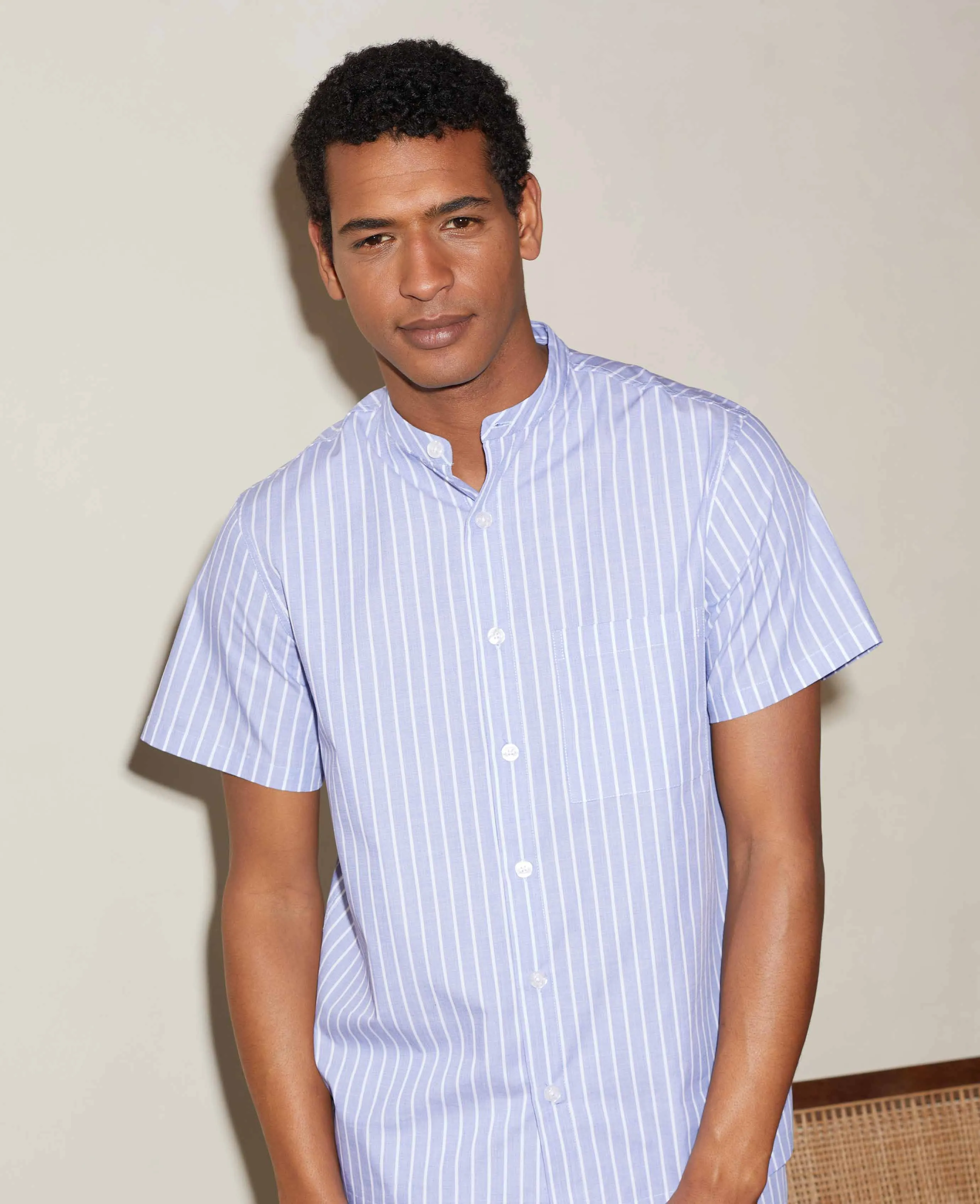 Blue Striped Short Pyjama Set