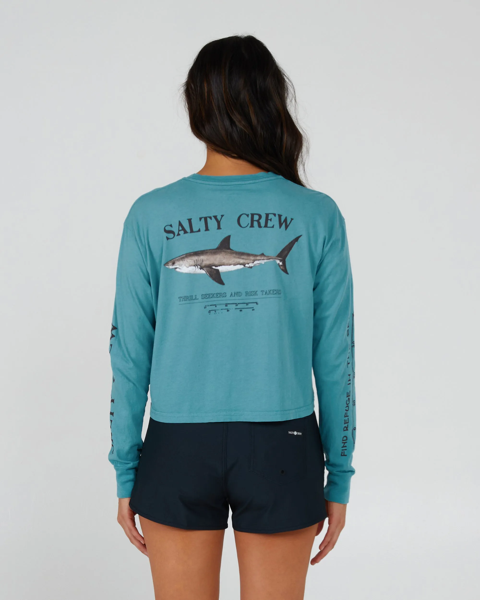 Bruce Sea Green L/S Crop Tee