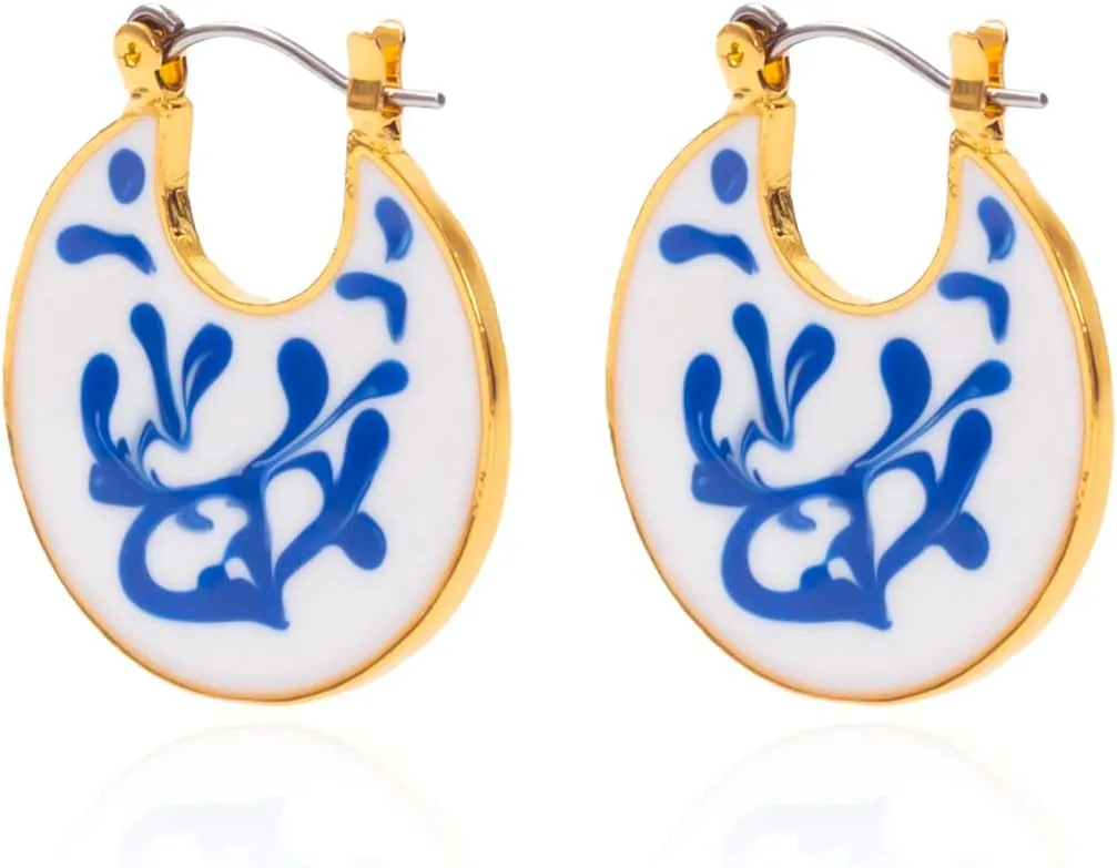 Ceramic Jewelry Blue and White Porcelain Earrings Simple Antique Earrings-Elegant and Timeless Jewelry Works