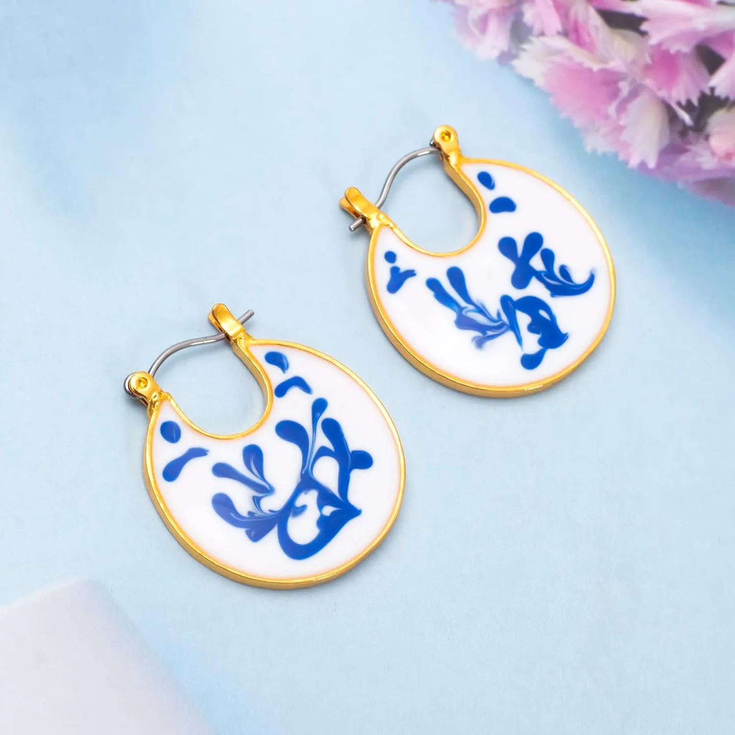 Ceramic Jewelry Blue and White Porcelain Earrings Simple Antique Earrings-Elegant and Timeless Jewelry Works