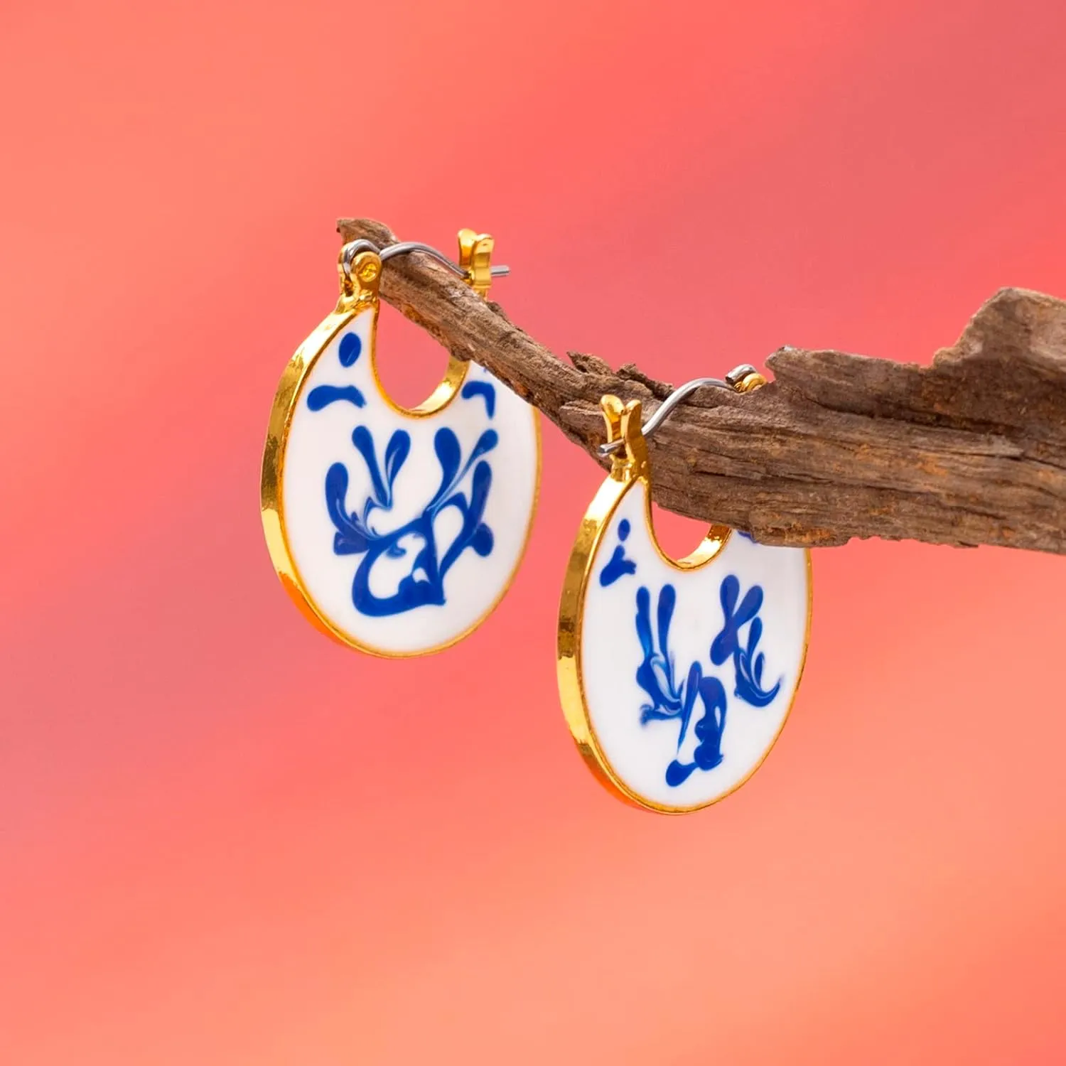 Ceramic Jewelry Blue and White Porcelain Earrings Simple Antique Earrings-Elegant and Timeless Jewelry Works