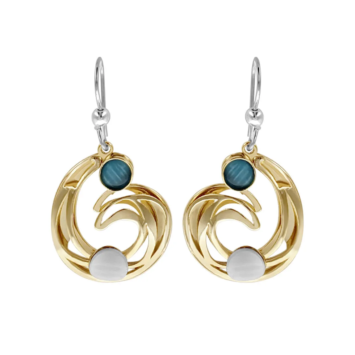 Christophe Poly Gold And Blue Swirl Earrings