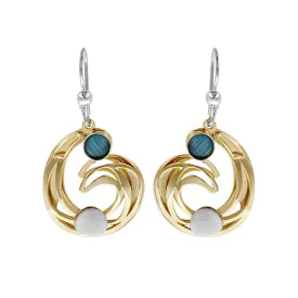 Christophe Poly Gold And Blue Swirl Earrings