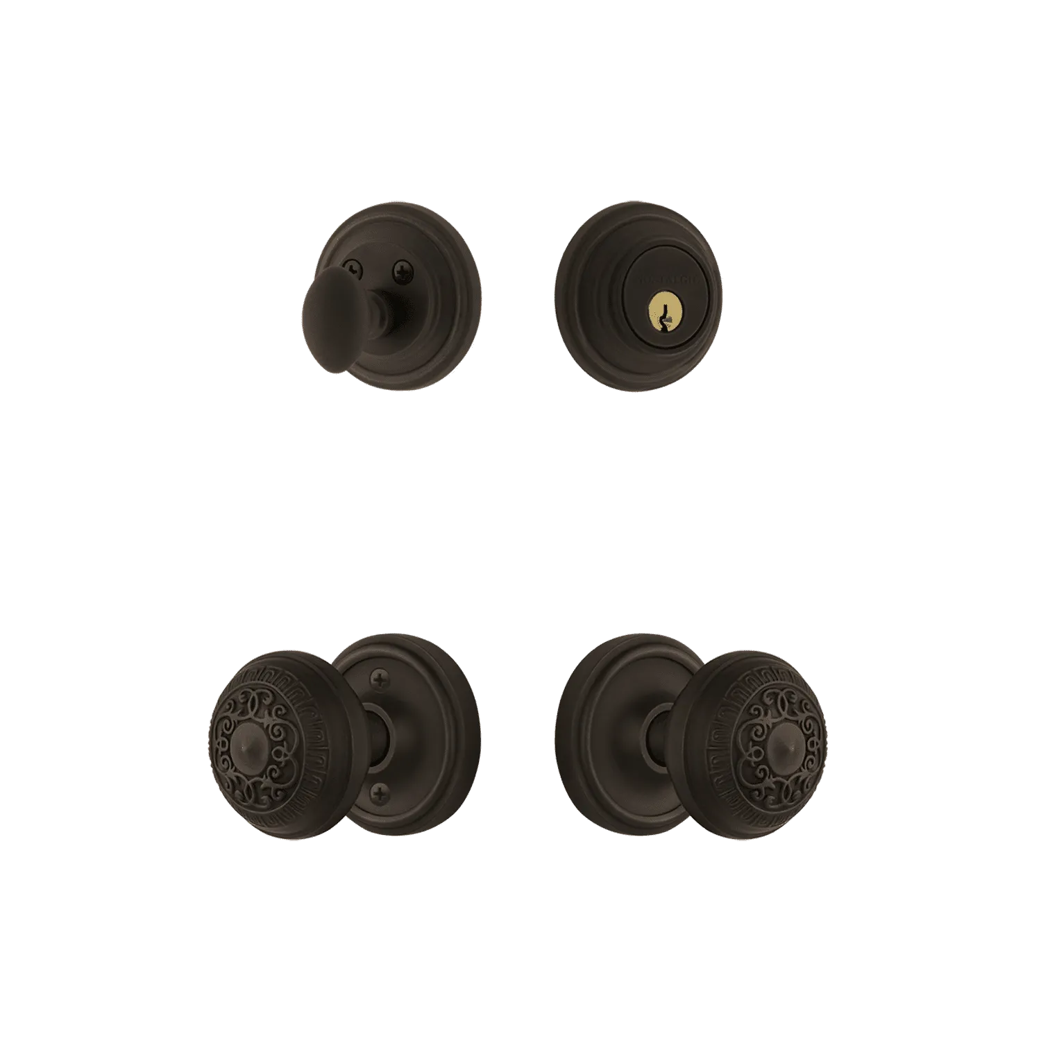 Classic Rosette Entry Set with Egg & Dart Knob in Oil-Rubbed Bronze