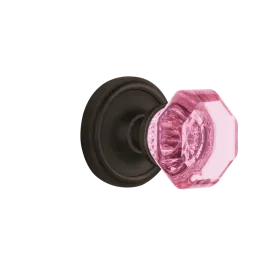 Classic Rosette with Pink Waldorf Knob in Oil-Rubbed Bronze