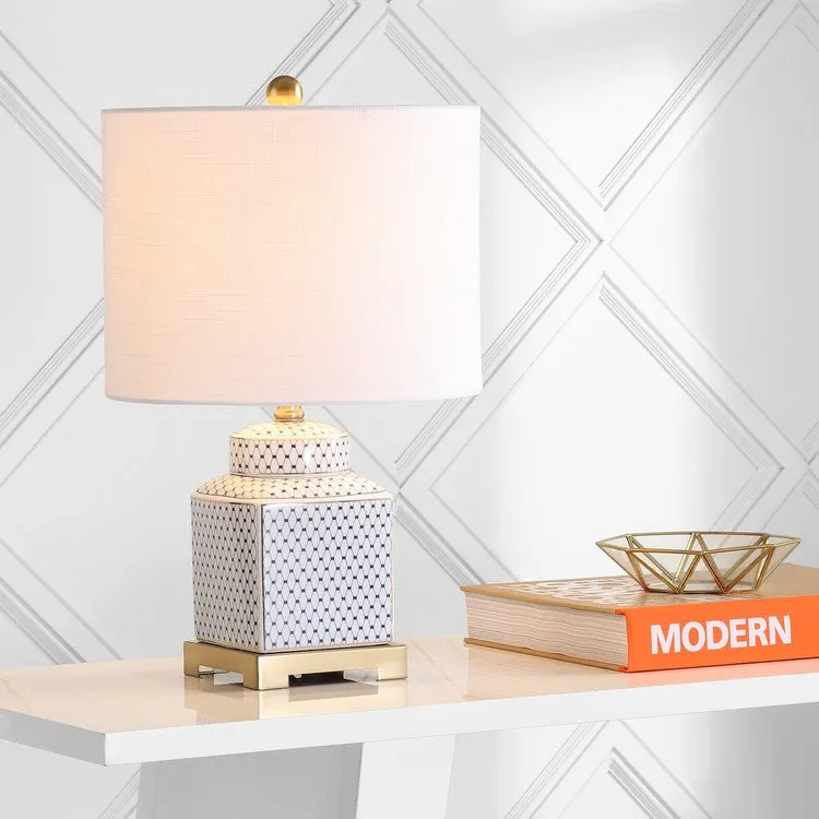 Cleo LED Table Lamp - White and Navy