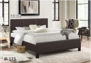 Contrast Stitching Espresso PU Bed