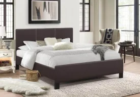 Contrast Stitching Espresso PU Bed