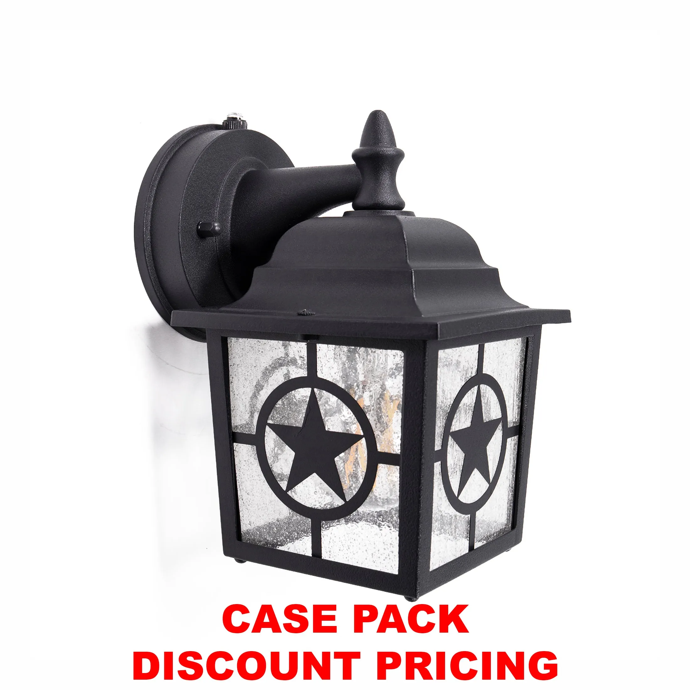 Country Star Outdoor Dusk to Dawn Farmhouse Porch Light, Seedy Glass, Black and Rust Finish