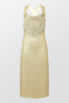 Disco Knit Fringe Midi Dress