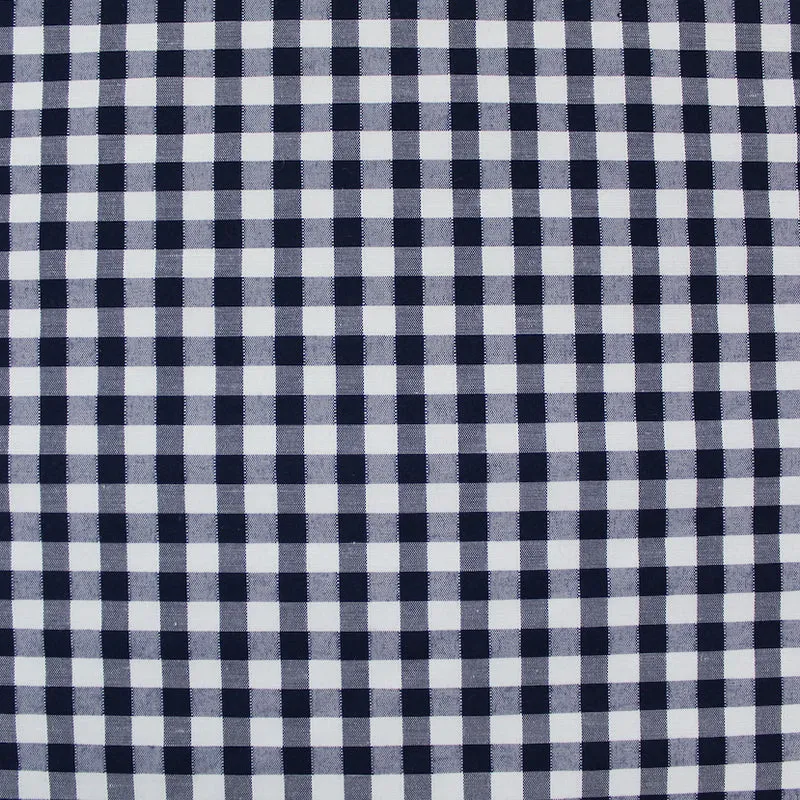 Dressmaking Corded Gingham - Navy Blue