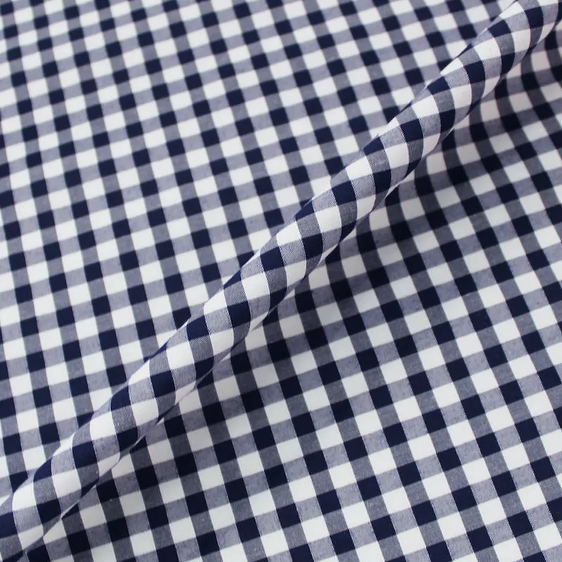 Dressmaking Corded Gingham - Navy Blue