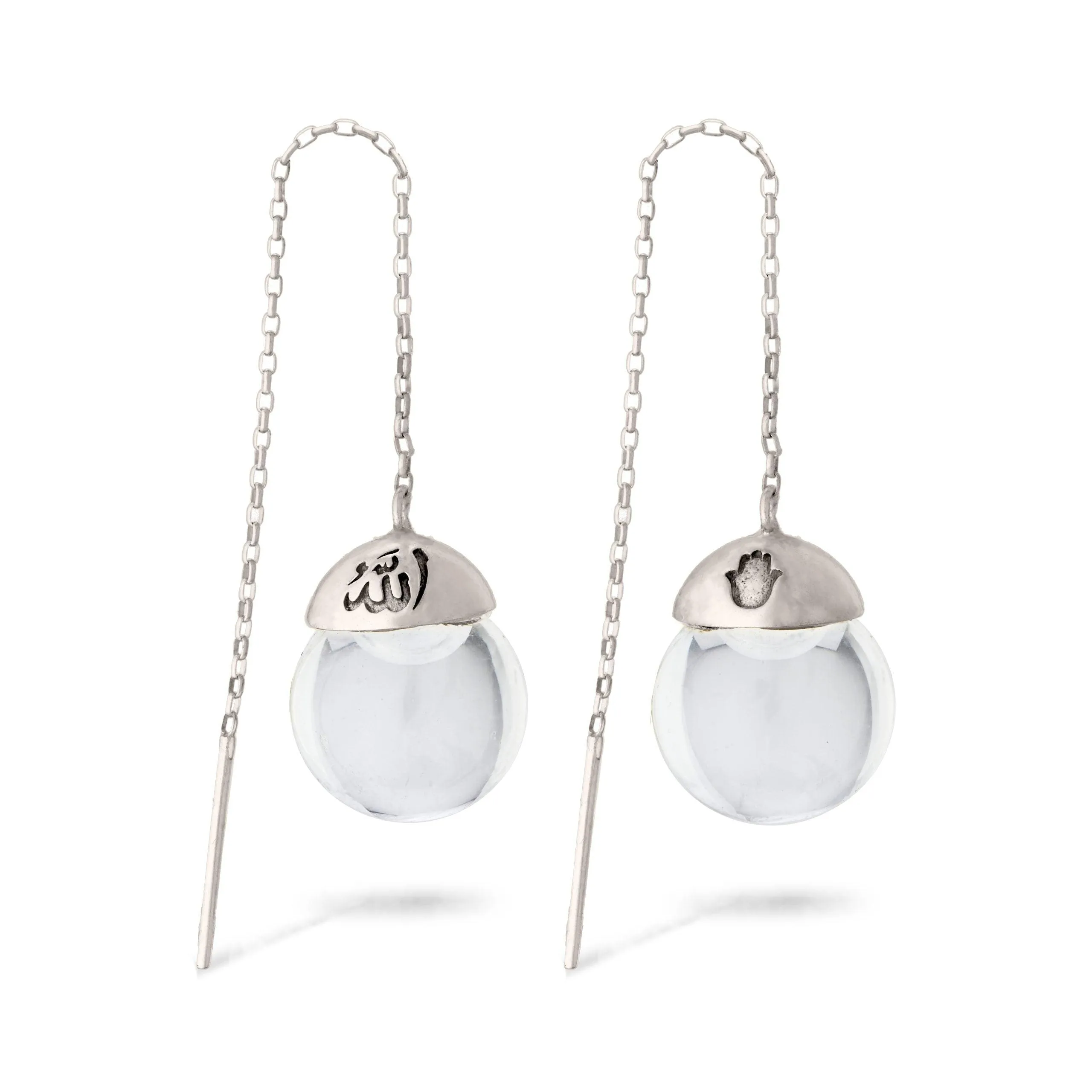 ELEGANT EARRINGS LONG CUSTOM CHAIN - SILVER