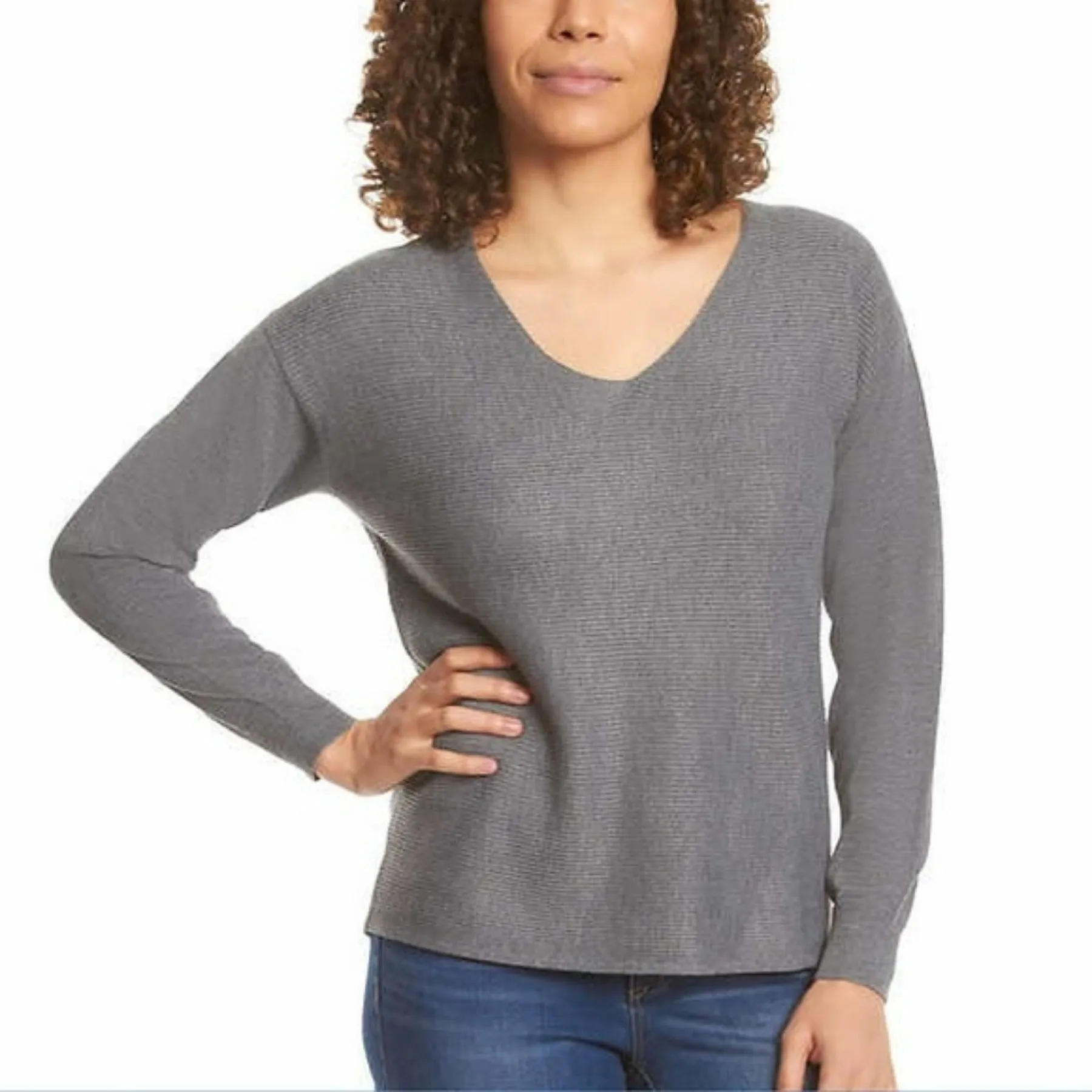 Ella Moss Ladies' Ribbed V-Neck Sweater