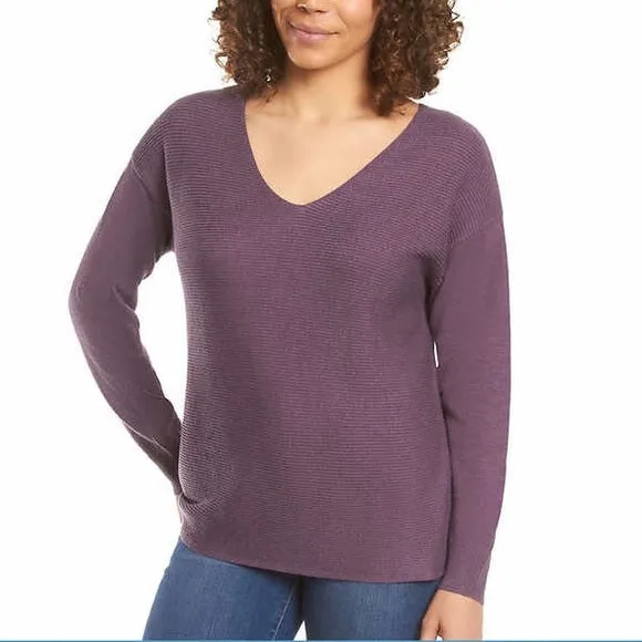 Ella Moss Ladies' Ribbed V-Neck Sweater