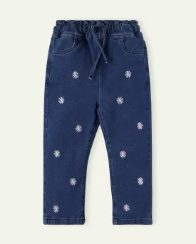 Embroidered Daisy Pull Up Jeans