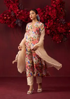 Euphoric Blossom Beige Kurta Set