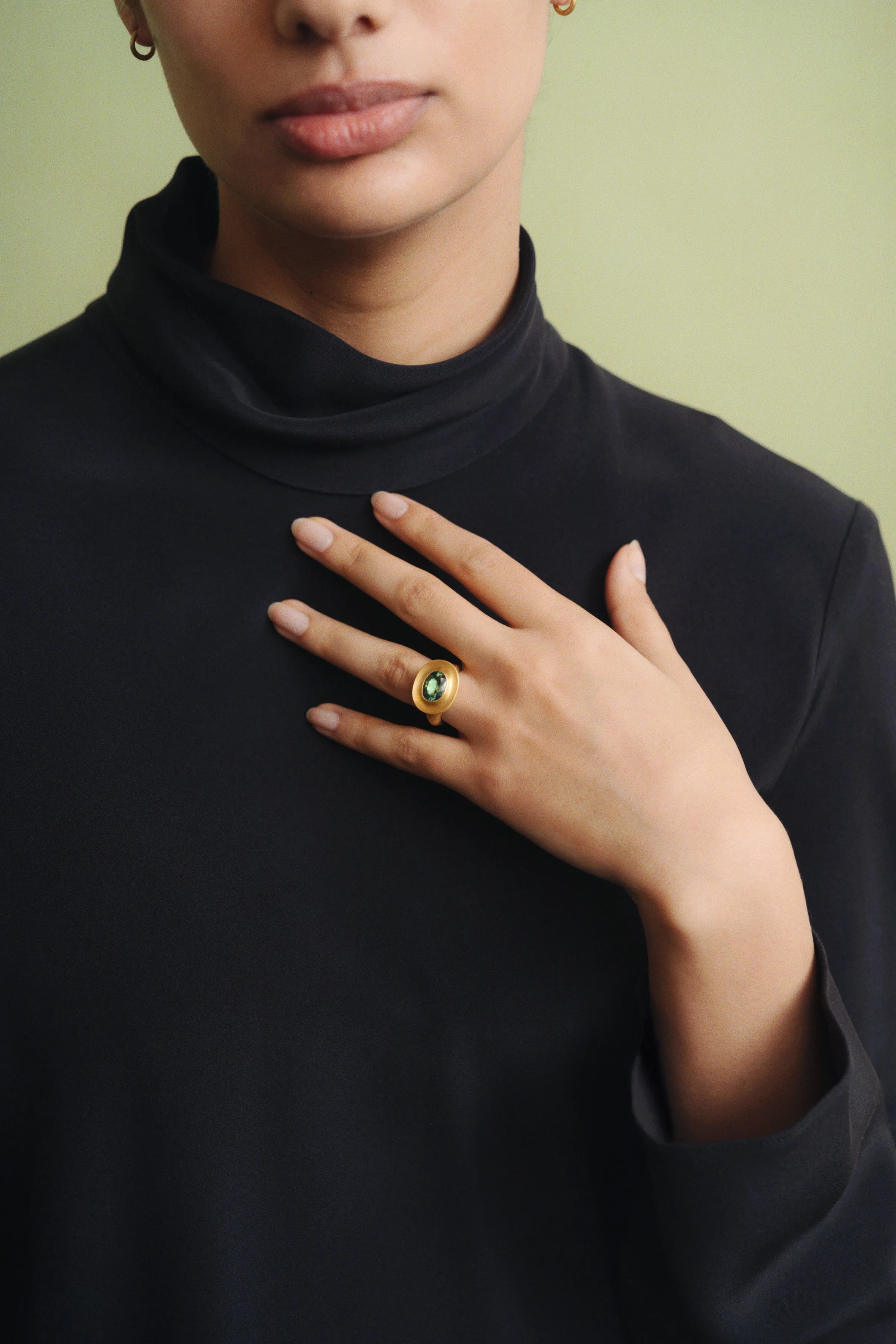 Faceted Green Tourmaline Masona Ring