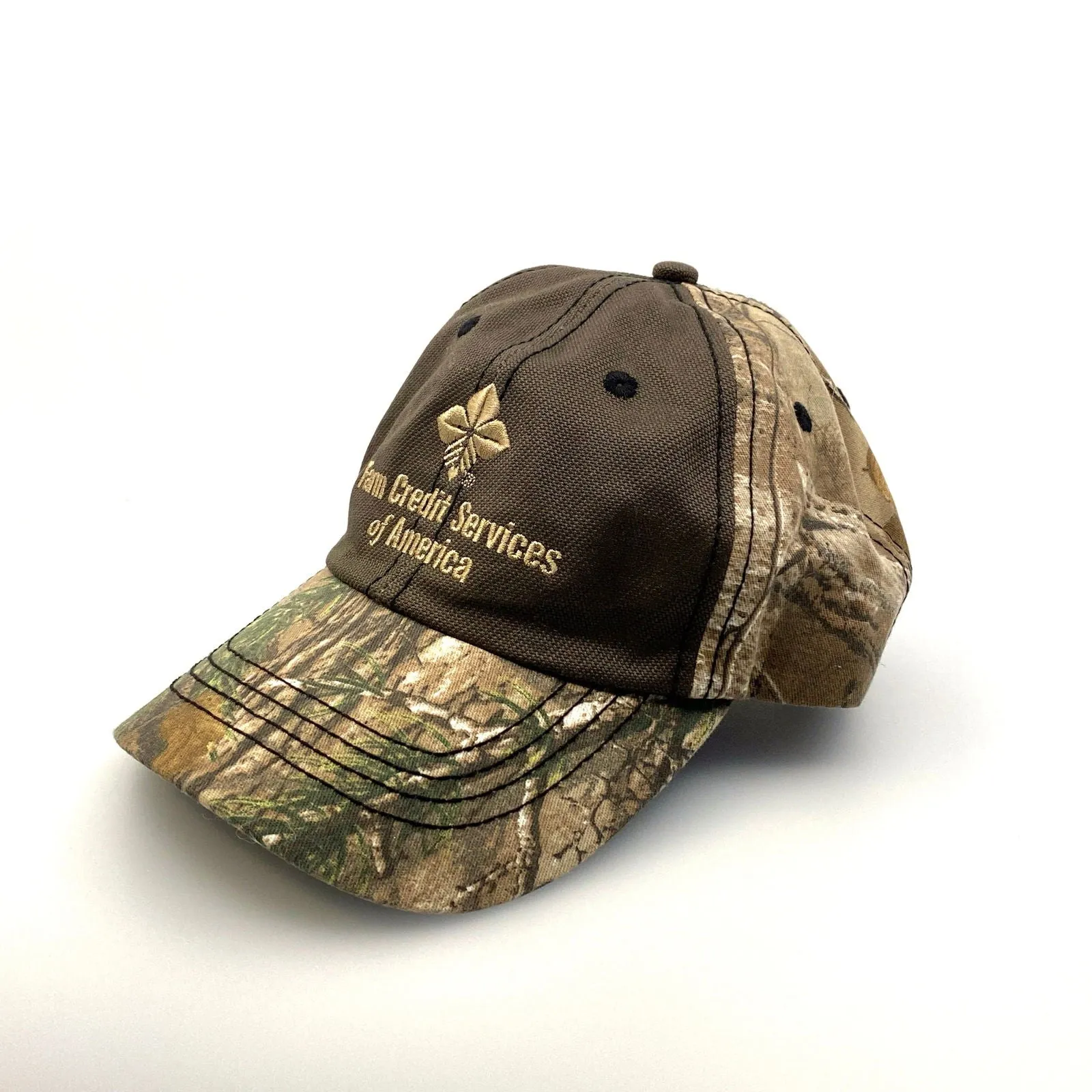 Farm Credit Services of America Hat Brown Camo Adjustable Hook & Loop OSFM NWT