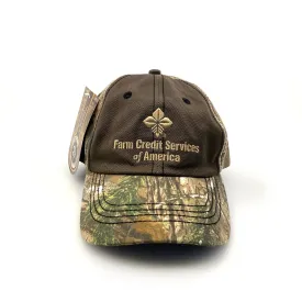 Farm Credit Services of America Hat Brown Camo Adjustable Hook & Loop OSFM NWT