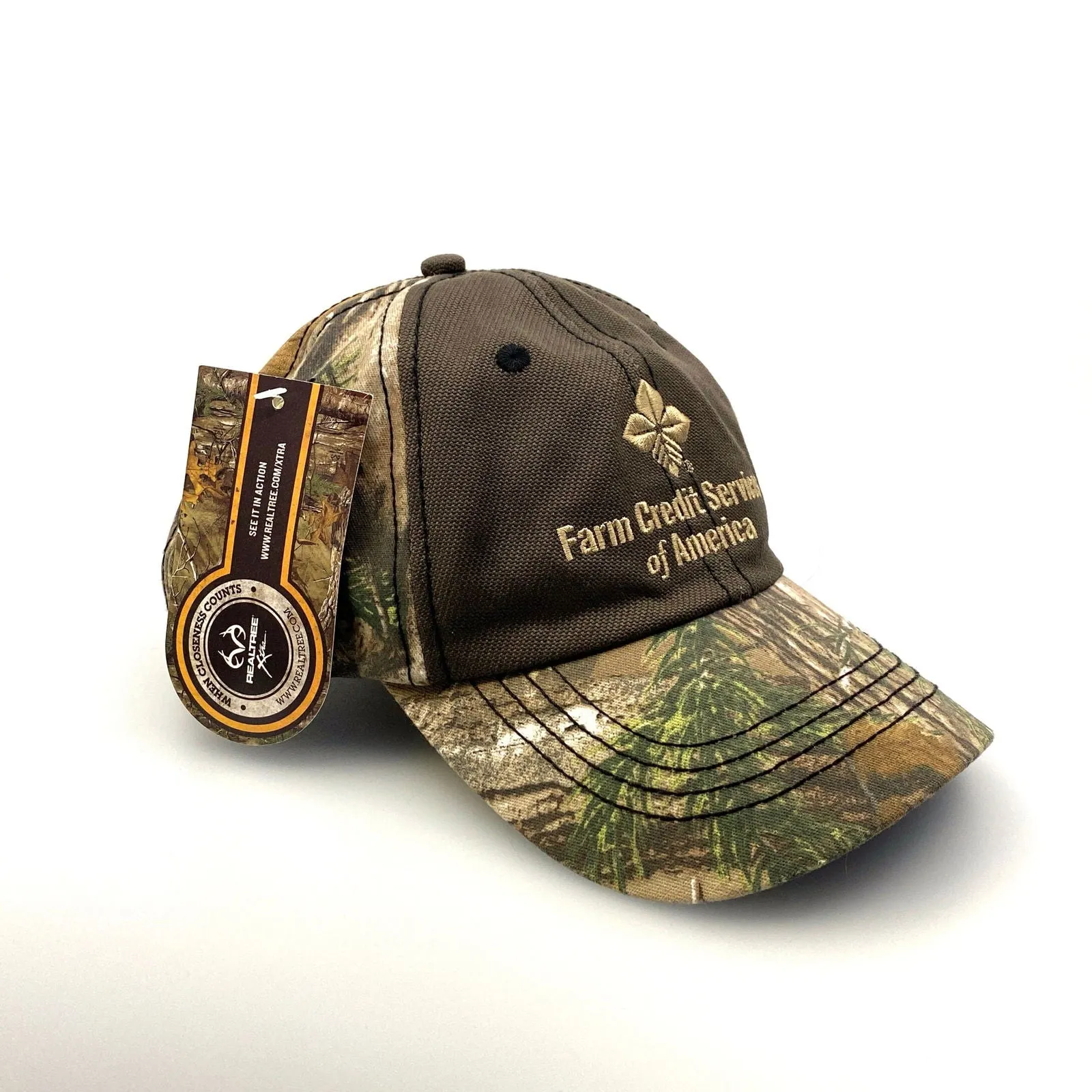 Farm Credit Services of America Hat Brown Camo Adjustable Hook & Loop OSFM NWT