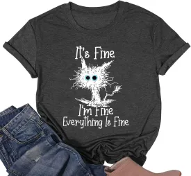 Fine Funny Cat Printed Women's Short Sleeve T-Shirt