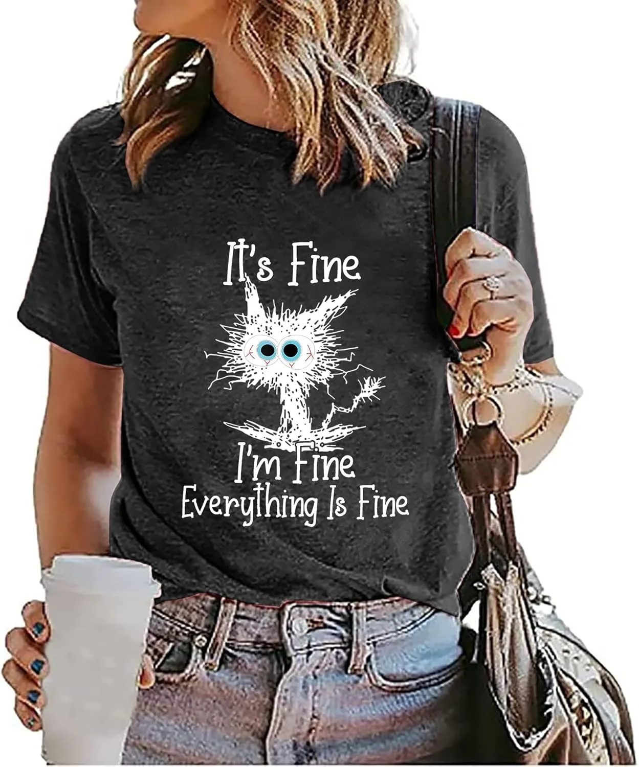 Fine Funny Cat Printed Women's Short Sleeve T-Shirt